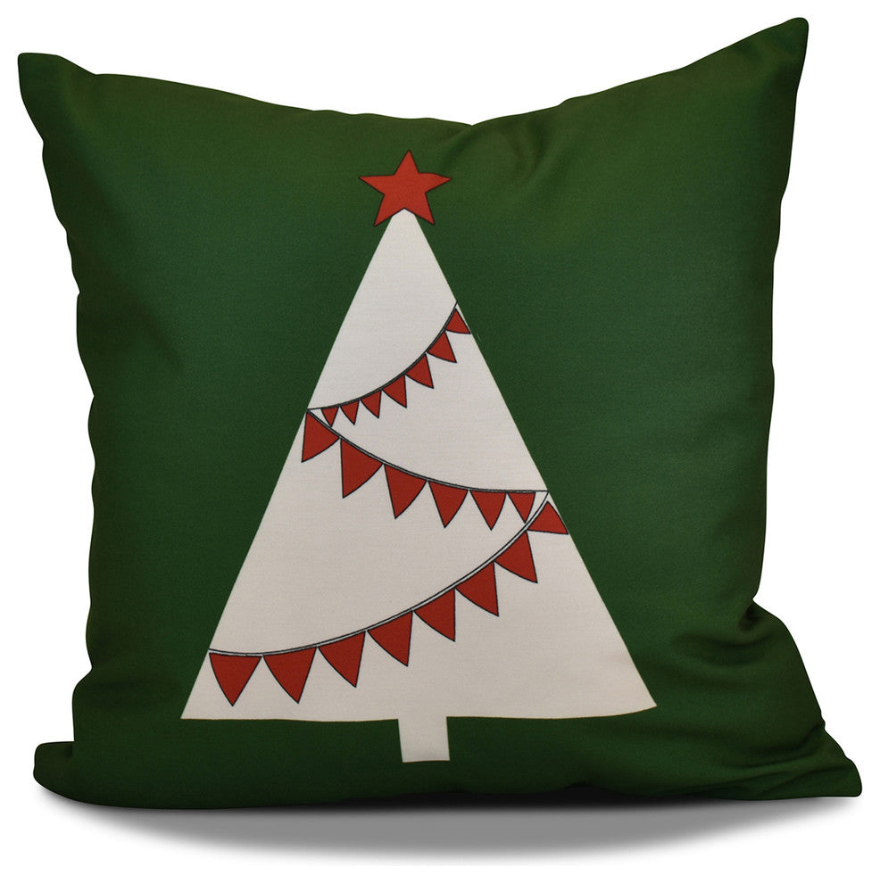Decorative Holiday Outdoor Pillow Geometric Print, Green, 20"x20"