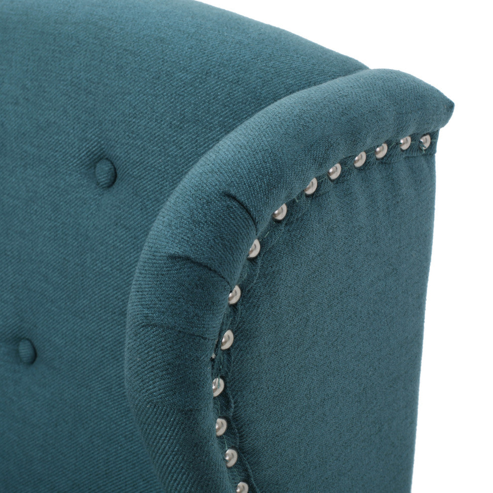GDF Studio Asheville Modern Fabric Wingback Chair, Set of 2, Dark Teal