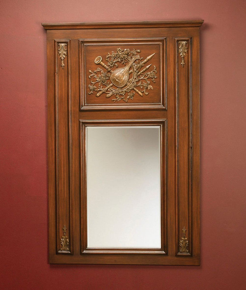 Folkston Wooden Trumeau Accent Mirror, Brown