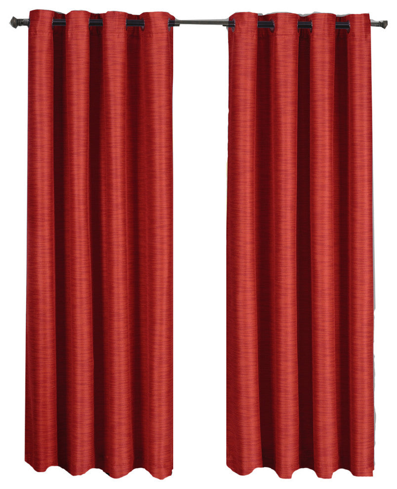 Galleria Blackout Thermal Insulated Stripe Curtain, Red, 108"x108", Set of 2