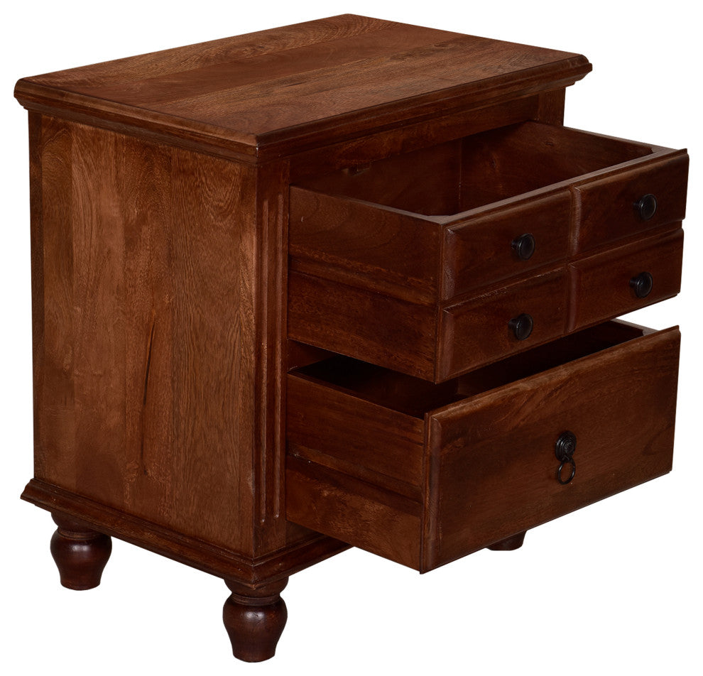 Gabrielle II Transitional Nightstand, Cherry Finish