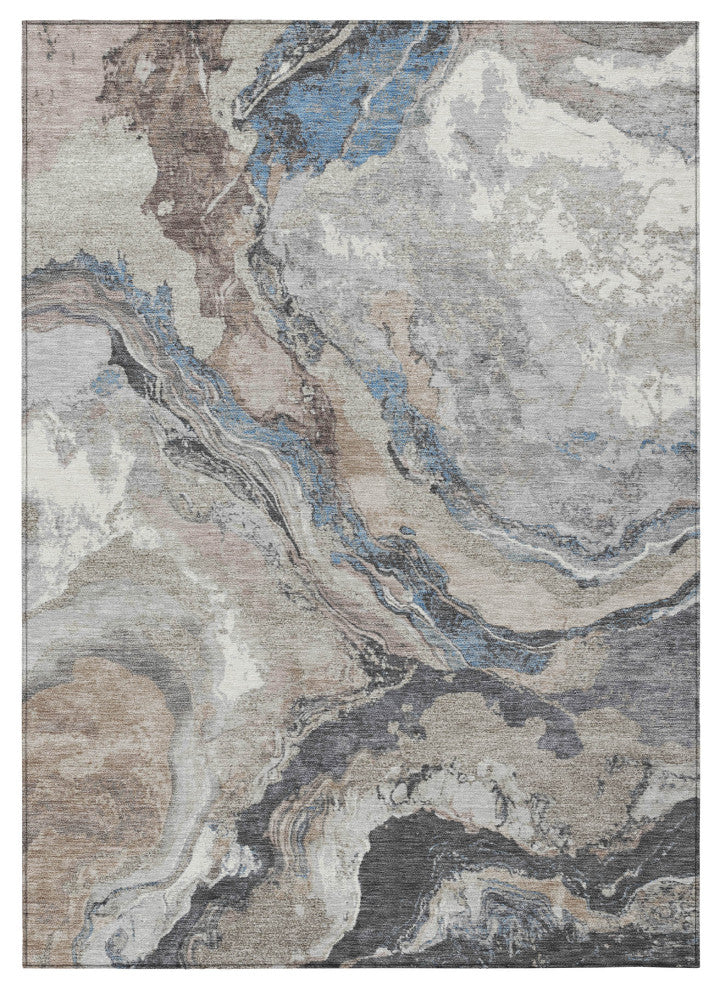 Machine Washable Indoor/Outdoor Chantille ACN1908 Taupe 3' x 5' Rug