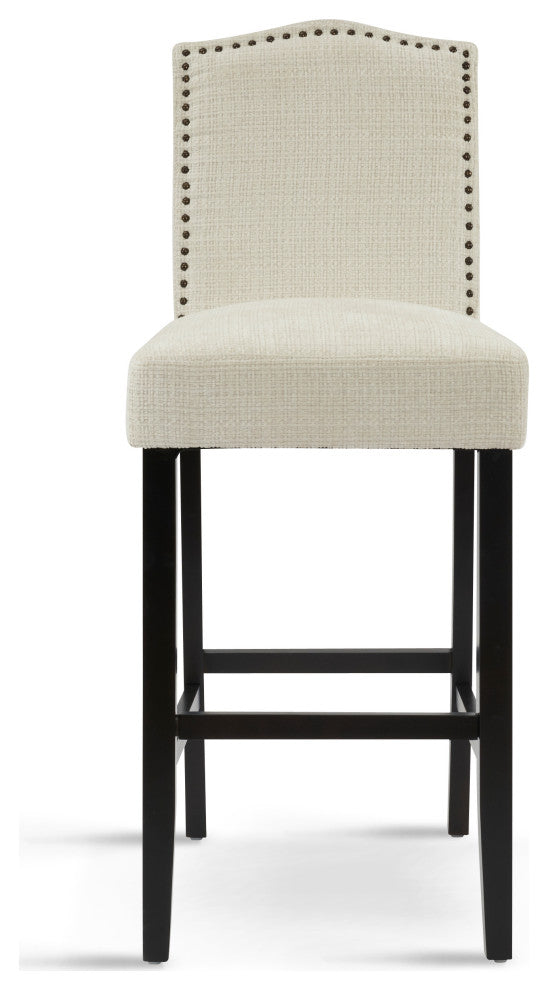 Deville 30" Counter Height Upholstered PU Bar Stools, Set of 2, Beige Fabric