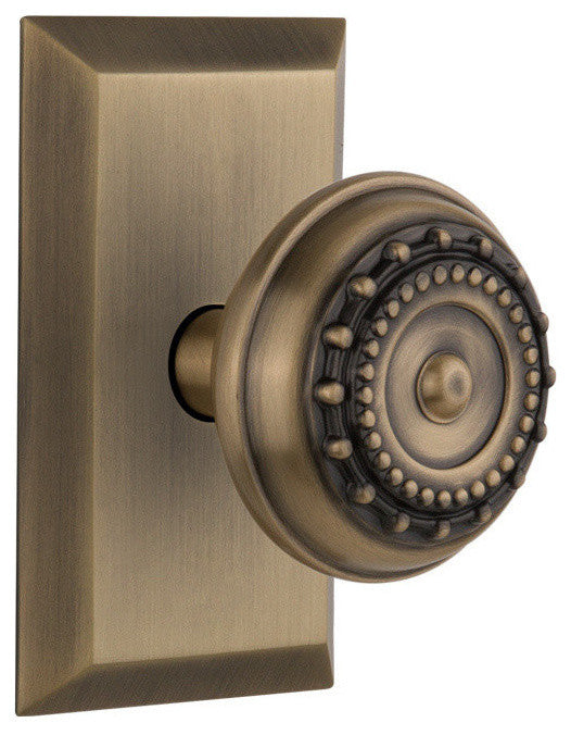 Studio Plate Passage Meadows Door Knob, Antique Brass