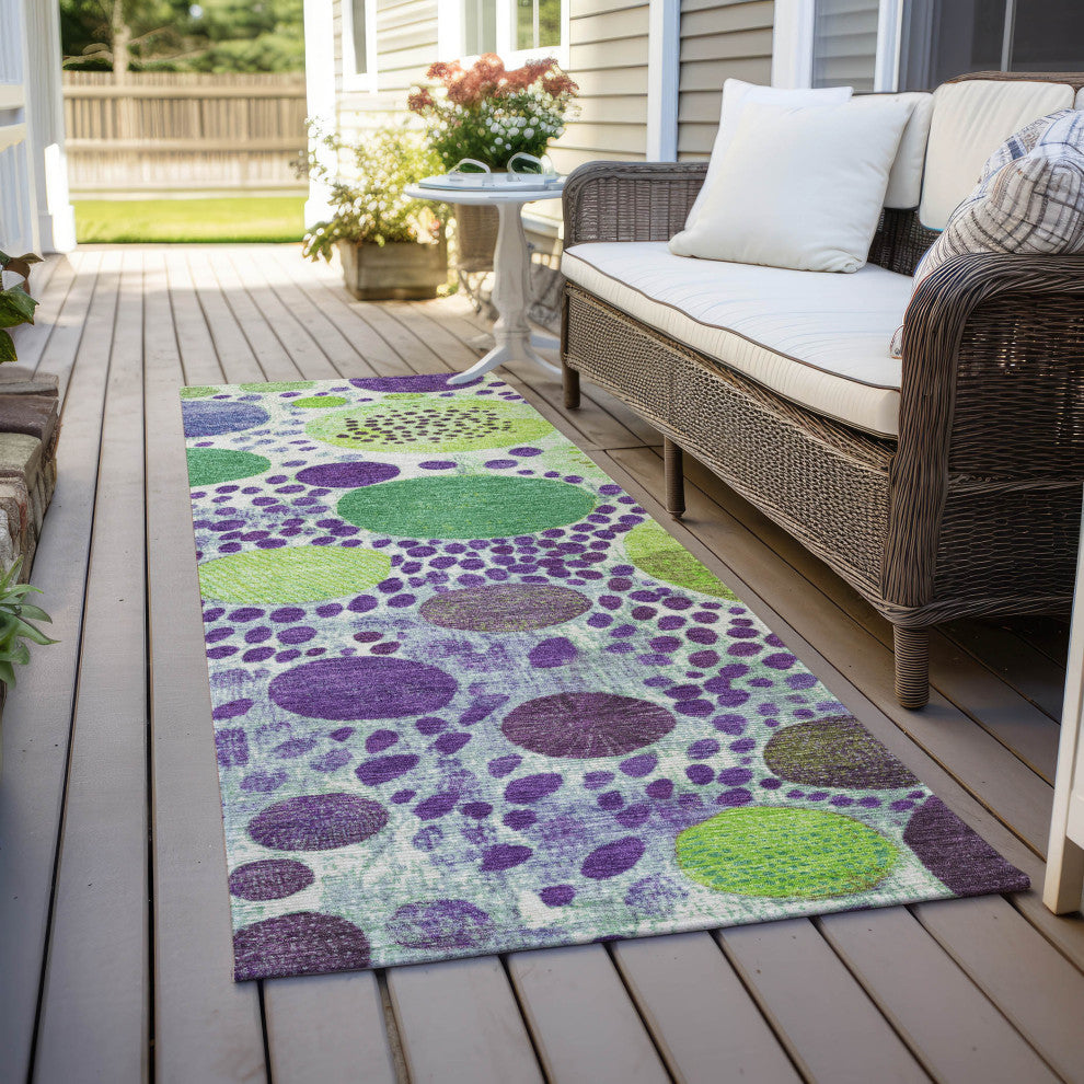 Machine Washable Indoor/Outdoor Chantille ACN1895 Purple 2'3" x 7'6" Runner Rug