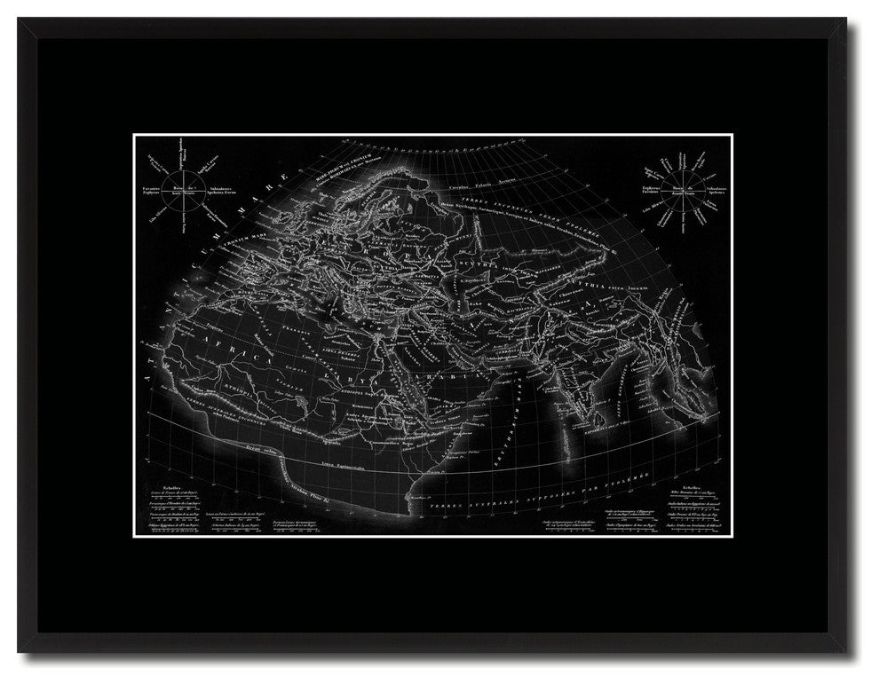 World In The Time Of Ptolomy Vintage Monochrome Map Canvas, 16"x21"
