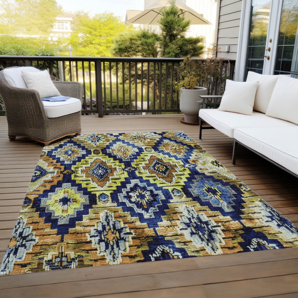 Machine Washable Indoor/Outdoor Chantille ACN1891 Navy 2'6" x 3'10" Rug