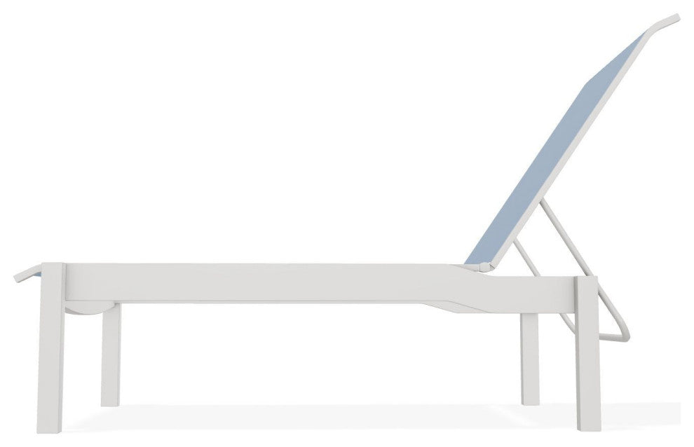 Leeward Sling Stackable Outdoor Chaise Lounge, Sky/Snow