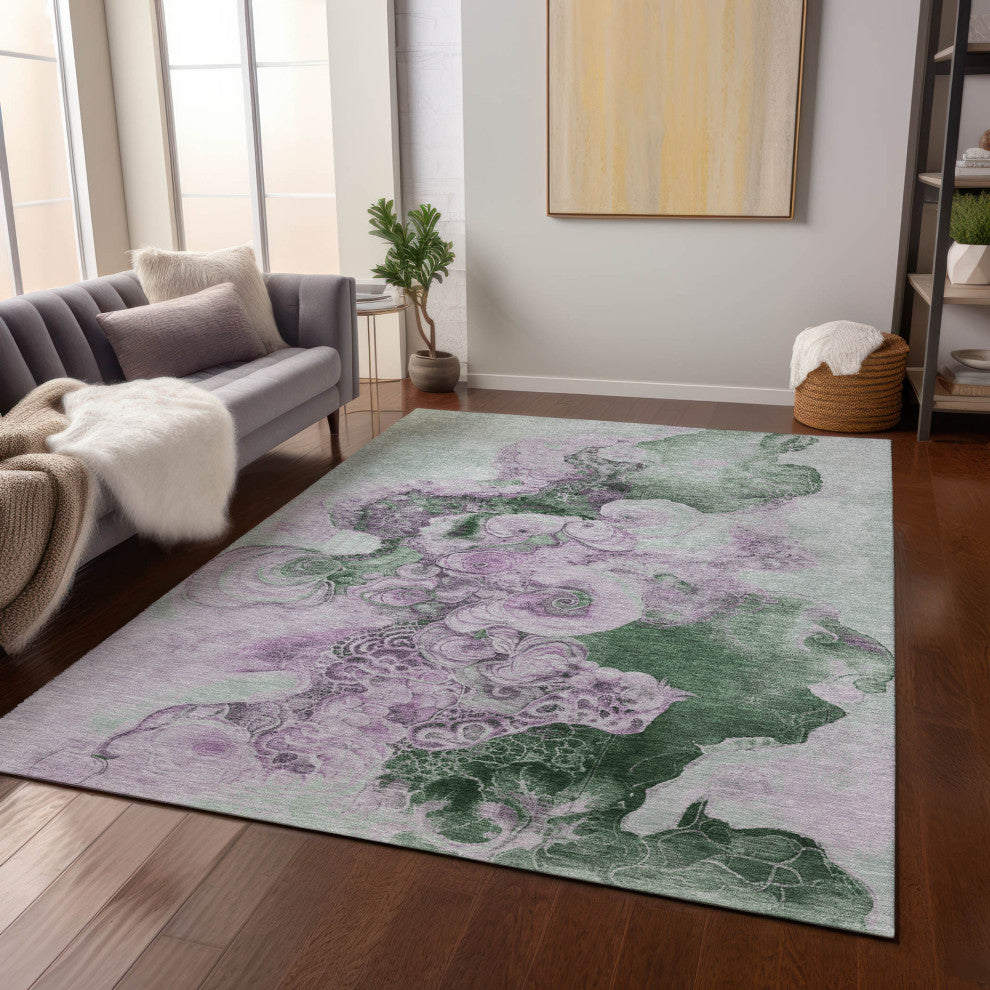 Machine Washable Indoor/Outdoor Chantille ACN1860 Sage 3' x 5' Rug
