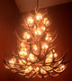 Mule Deer Triple Tier Antler Chandelier Light, Xxl, Rawhide Shades