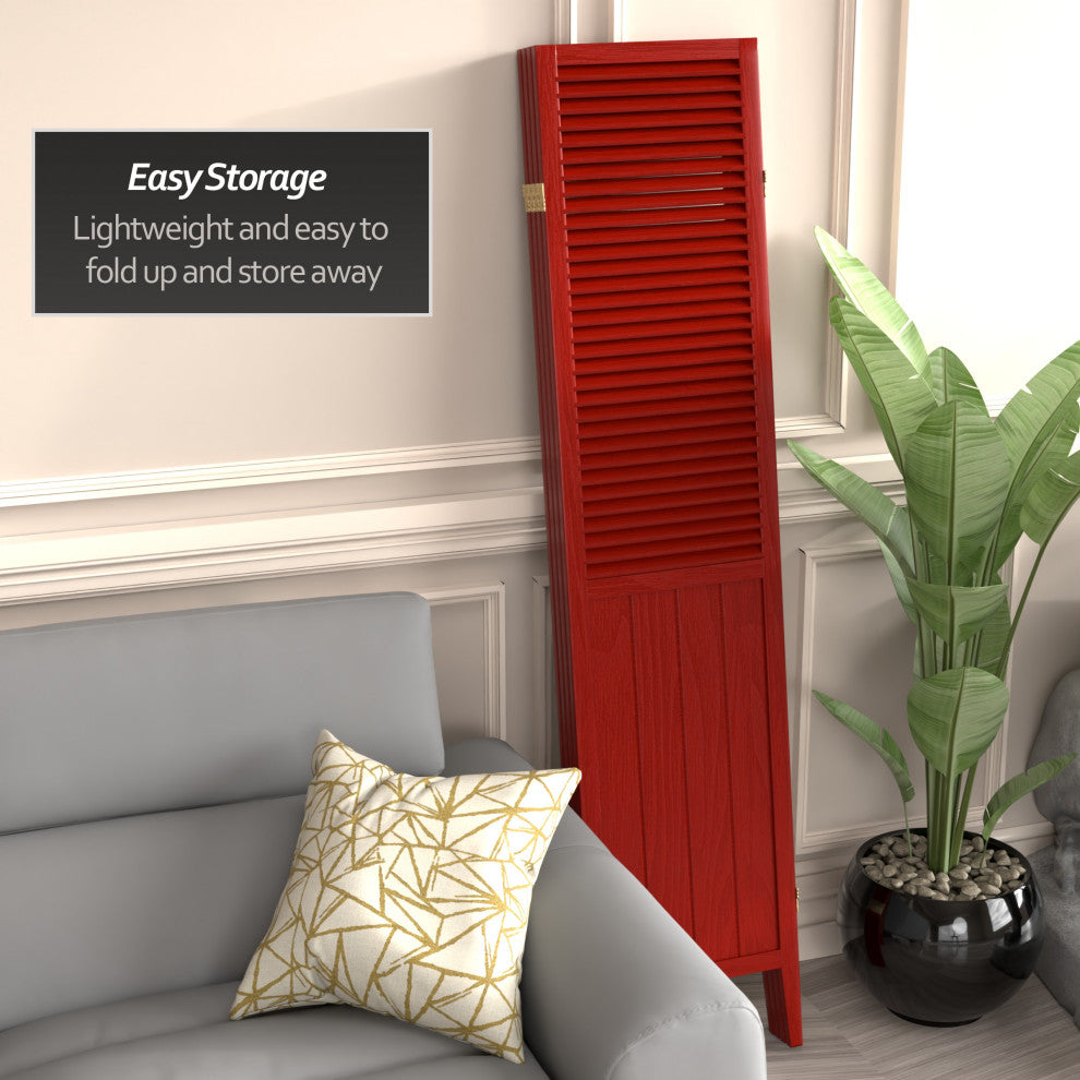 6' Tall Beadboard Divider, Rosewood, 4 Panels