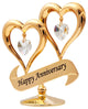 24K Gold Plated Happy Anniversary Inscribed Double Heart Ornament