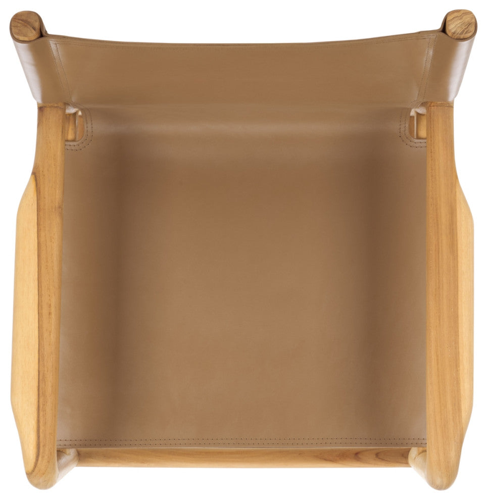 Safavieh Couture Cassaphina Leather Arm Chair, Brown/Natural