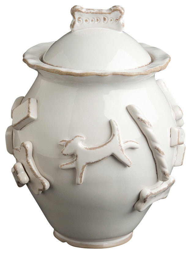 Dog Treat Jar, White