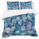 Abstract Blue Flower Petals Geometric Duvet Cover Set, Twin