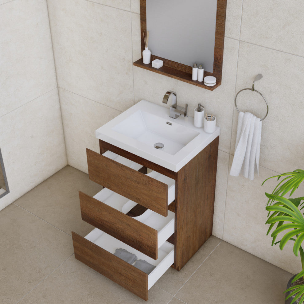 Paterno 24" Bathroom Vanity With Sink, Rosewood