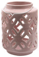 7" City Chic Pastel Pink Floral Cut-Out Porcelain Tea Light Candle Holder