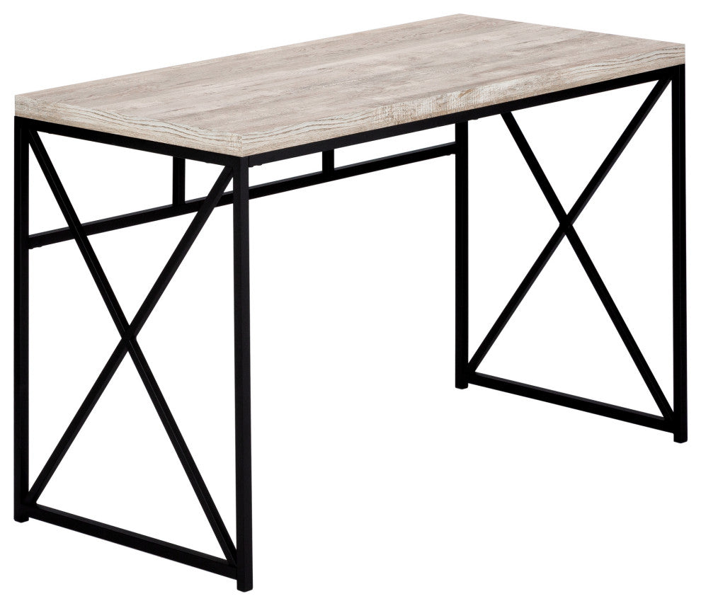 Computer Desk, Home Office, Laptop, Work, Metal, Laminate, Beige, Black