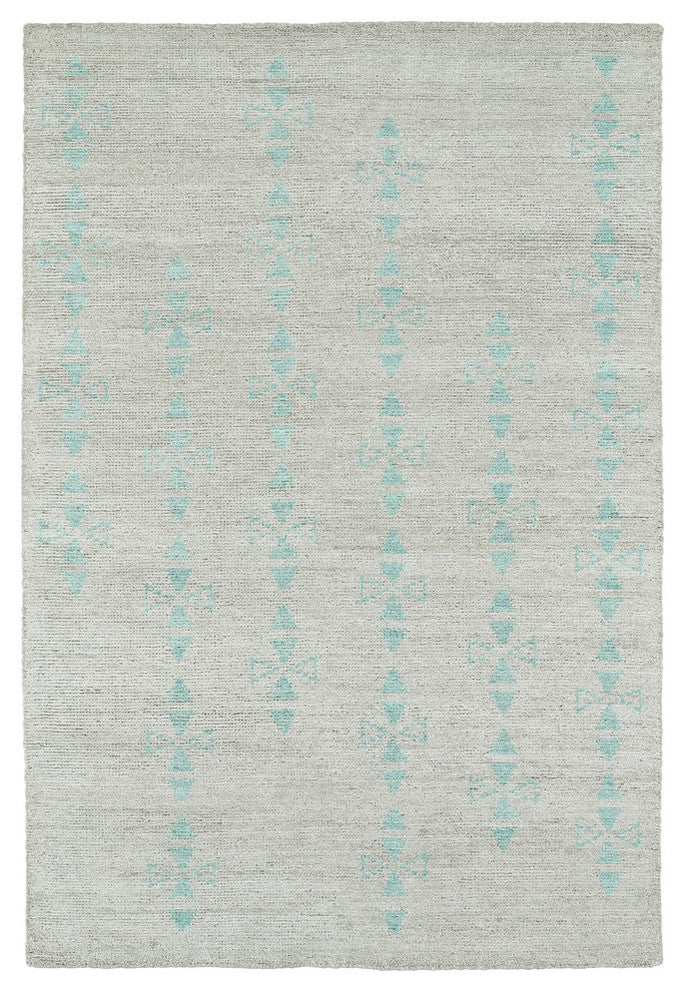 Kaleen Hand Woven Solitaire Silver Bamboo Silk Rug, 9'6"x13'