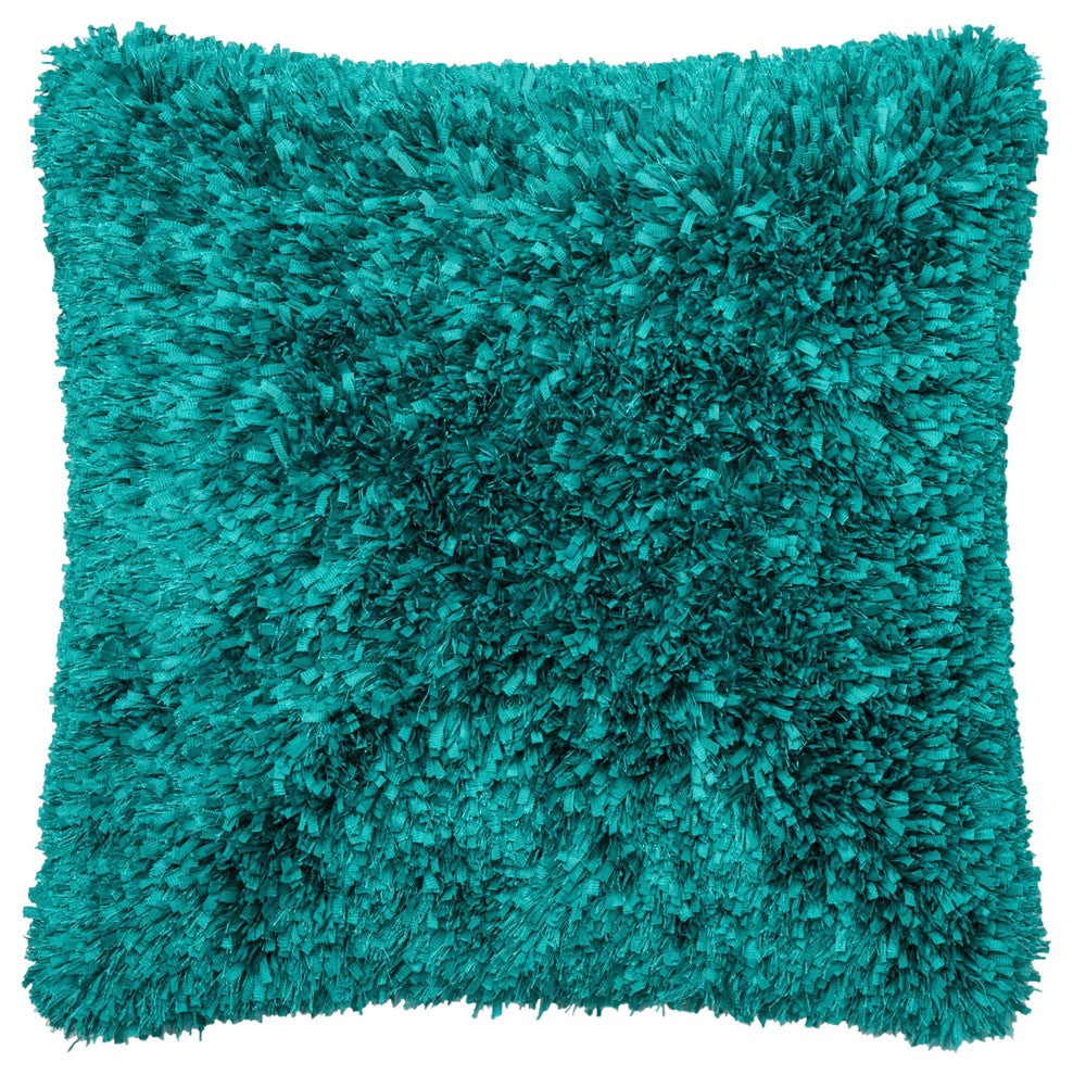 100% Polyester Double-Sided Ribbon Shag Decorative Throw Pillow by Loloi, Peacoc