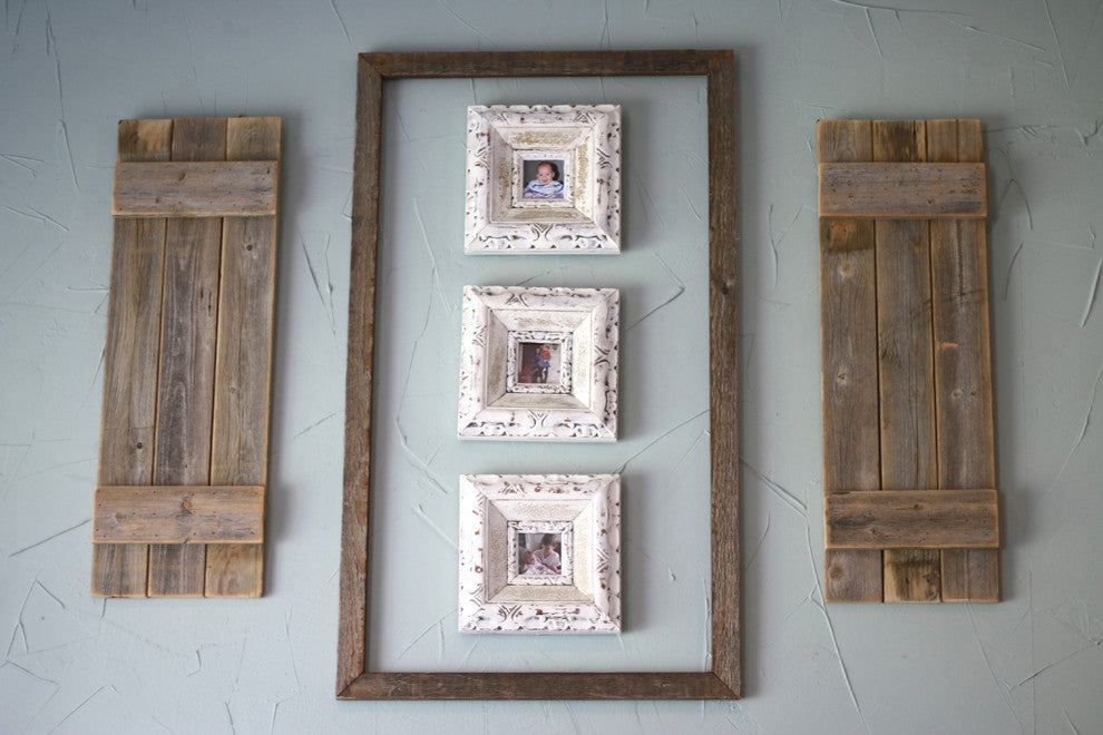 Farmhouse Decorative Shutters, Set of 2, Natural