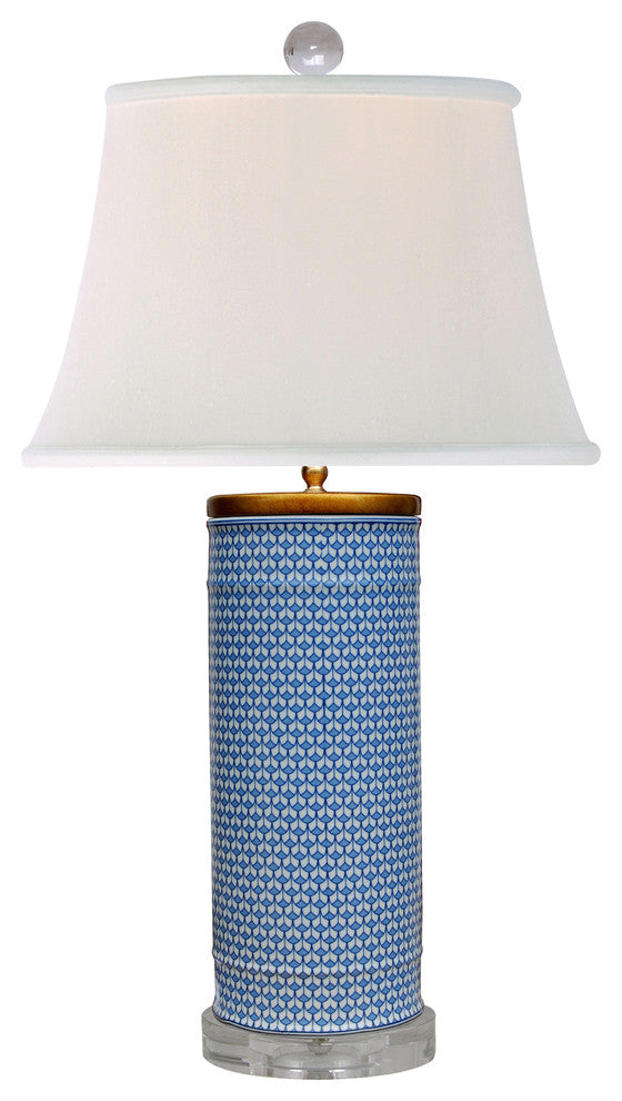 English Blue and White Rectagle Jar Lamp