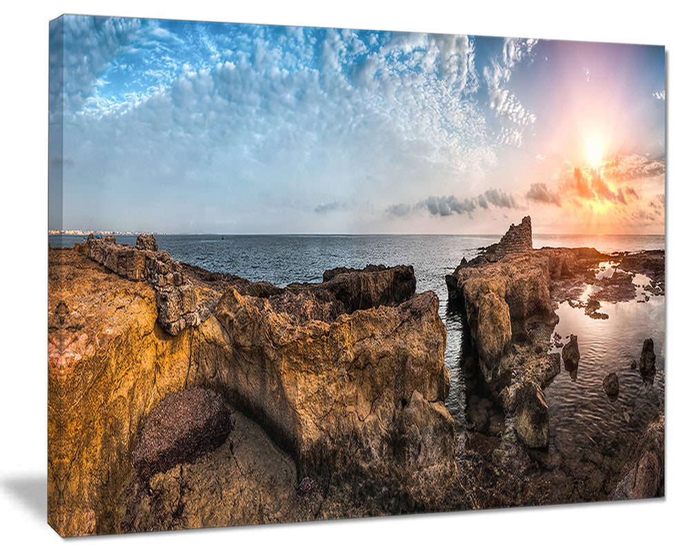 "Bright African Seashore Panorama" Oversized Beach Canvas Artwork, 40"x30"