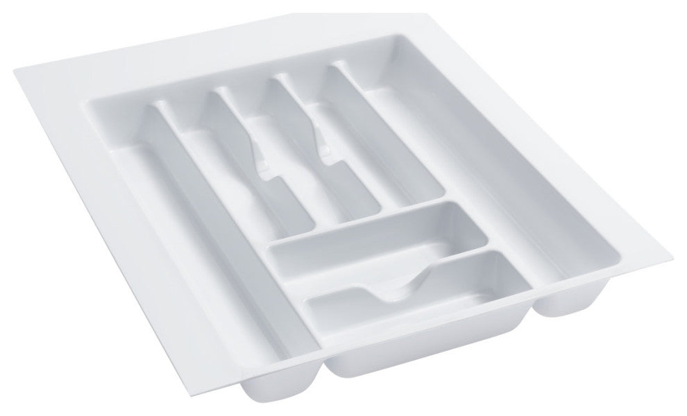 Polymer Trim to Fit Drawer Insert Cutlery Organizer, White, 17.5"W