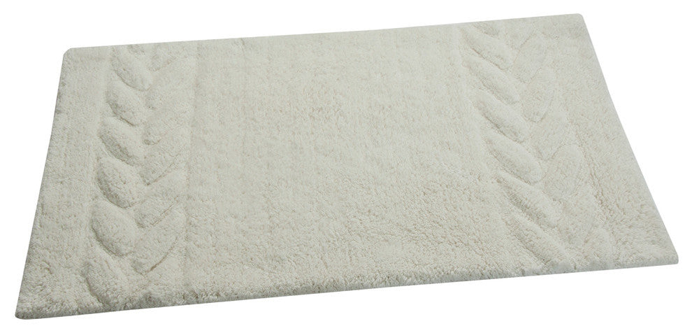 Bath Rug Cotton, 2 Piece Set, 34"x21" and 36"x24", Ivory, GSF 180, Cable