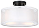 13"W 2-Light Semi-Flush Mount With White Double Drum Shade
