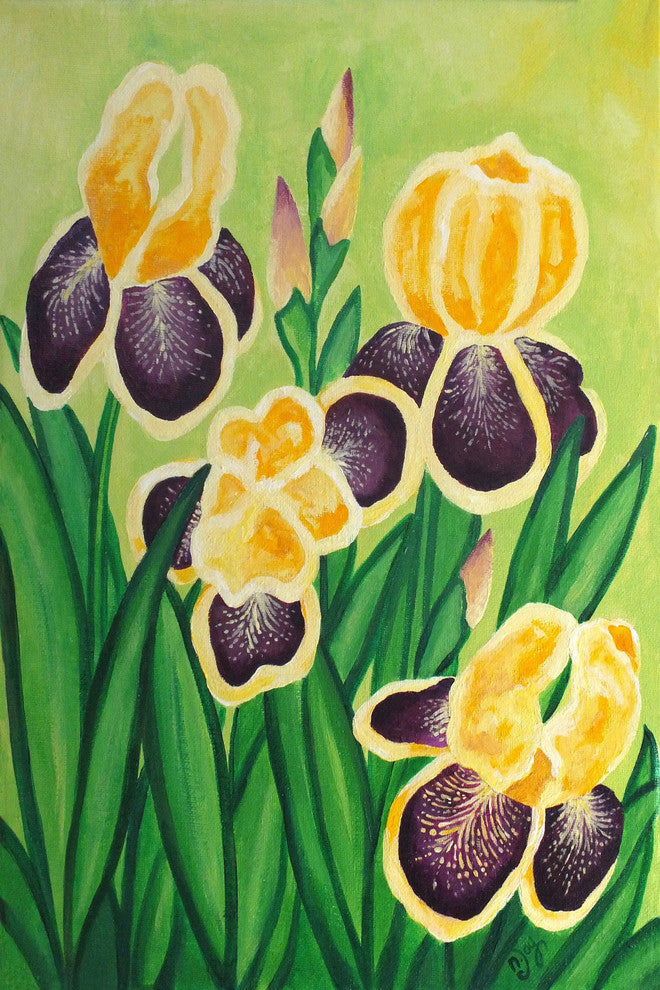 Marmont Hill, "Irises" by Nicola Joyner Painting Print on Wrapped Canvas, 12x18
