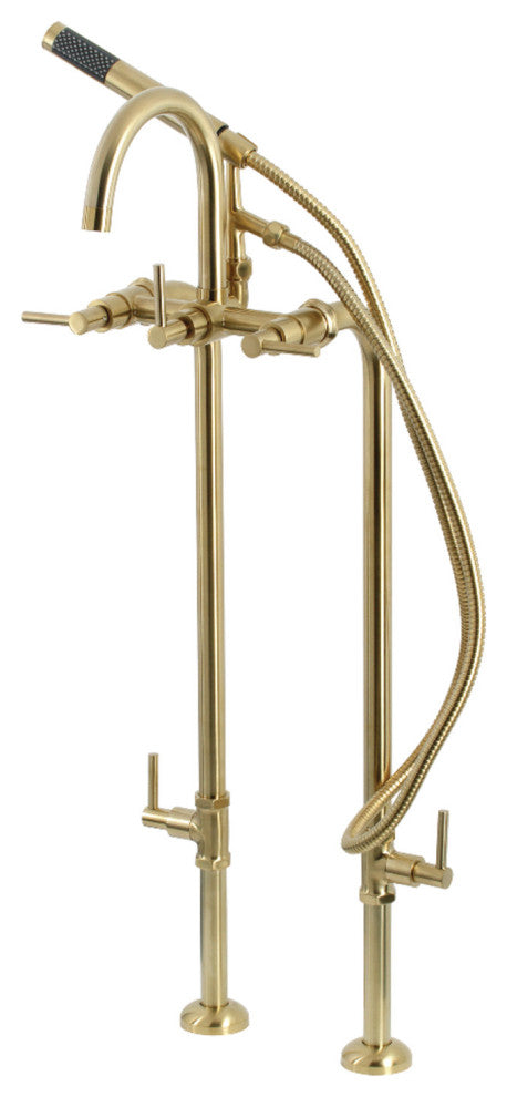CCK8107DL Freestanding Tub Faucet With Supply Line, Stop Valve, Brushed Brass