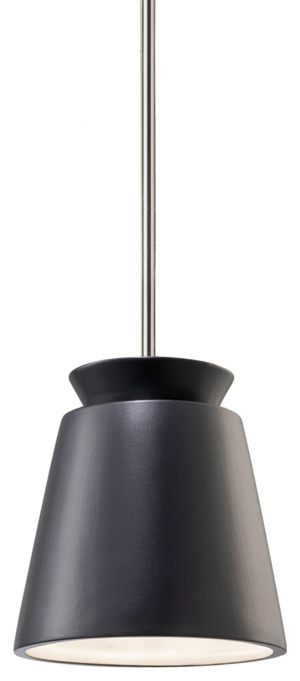 Small Trapezoid Pendant, Carbon Matte Black, Polished Chrome, Incandescent