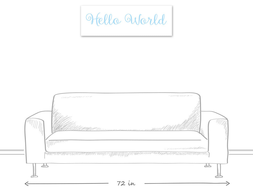 Hello World 12"x36" Canvas Wall Art, Blue