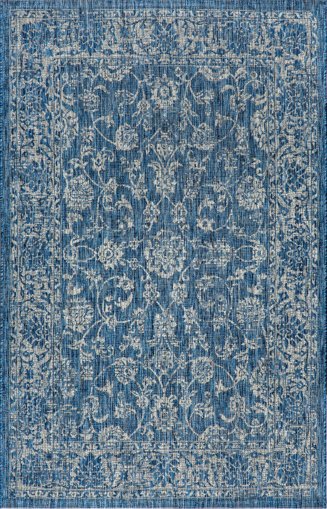 Tela Bohemian Textured Weave Floral Indoor/Outdoor Area Rug