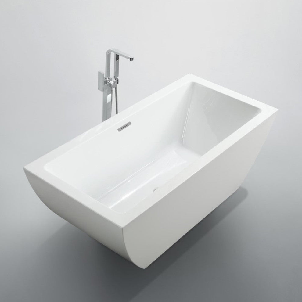Livorno 59" Freestanding Bathtub, Glossy White