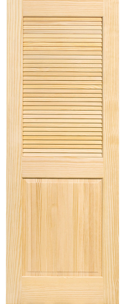 Interior Door Louvered Panel, Unfinished Wood, Solid Core, 80"x30"x1.375"