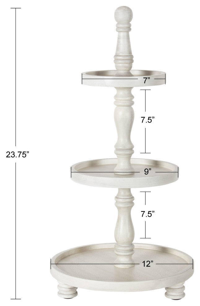 Downing Three Tiered Tray, White 12x12x24