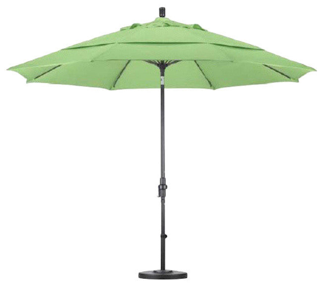 11' Matted White Collar Tilt Crank Aluminum Umbrella, Champagne Olefin