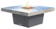 Square Fire Pit Table, 48x48, Chat Height, Natural Gas, Brushed Aluminum, Gray