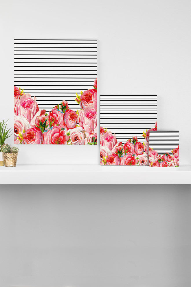 Deny Designs Allyson Johnson Bold Floral And Stripes Art Canvas