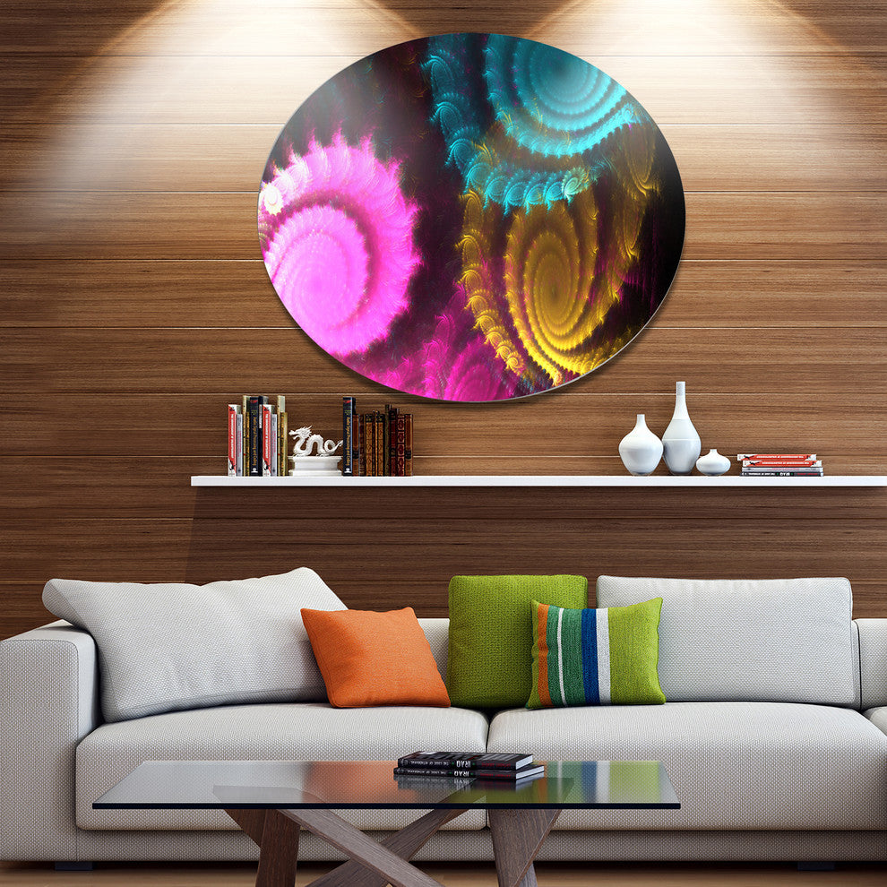 Color Swirl Fractal Abstract Background, Abstract Round Wall Art, 23"
