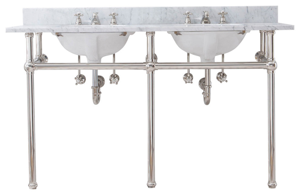 Embassy 60" Wide Double Wash Stand, P-Trap, Countertop With Basin