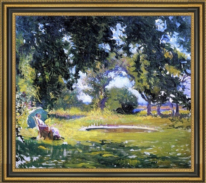 Edmund Tarbell Seated Woman by a Pond (My Wife in a Garden) Canvas Print, 25"x20