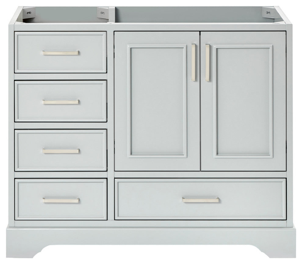 Ariel Stafford 42" Single Right Offset Sink Bathroom Vanity Base, Gray