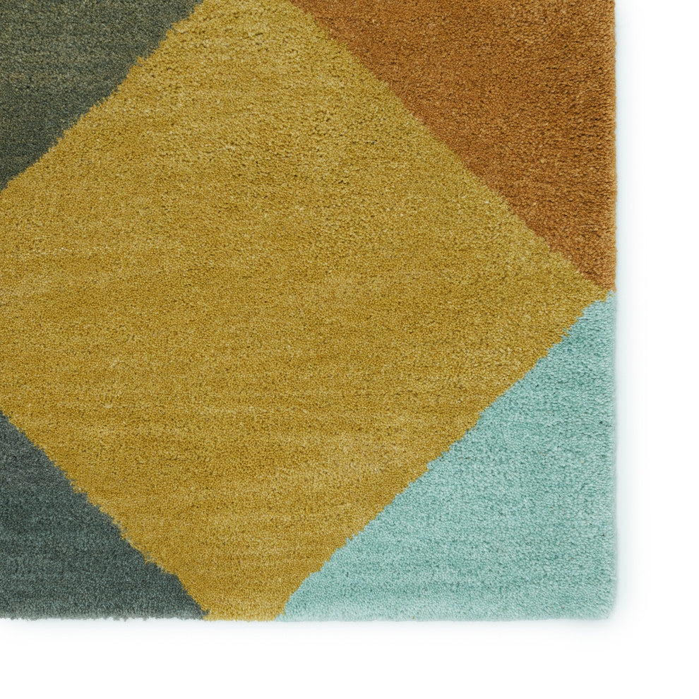 Luli Sanchez by Jaipur Living Ojo Handmade Geometric Gold/Teal Area Rug, 5'x8'