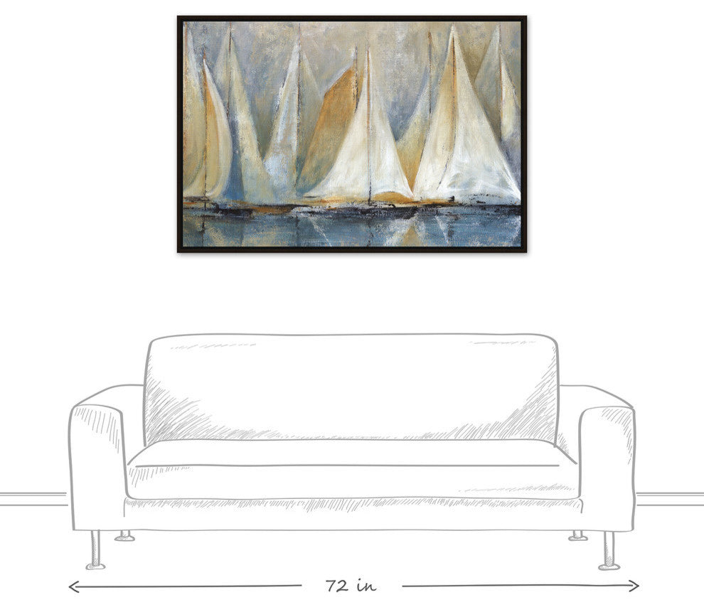 "Sailboats On Water" Canvas Wall Art, 32"x48", Framed