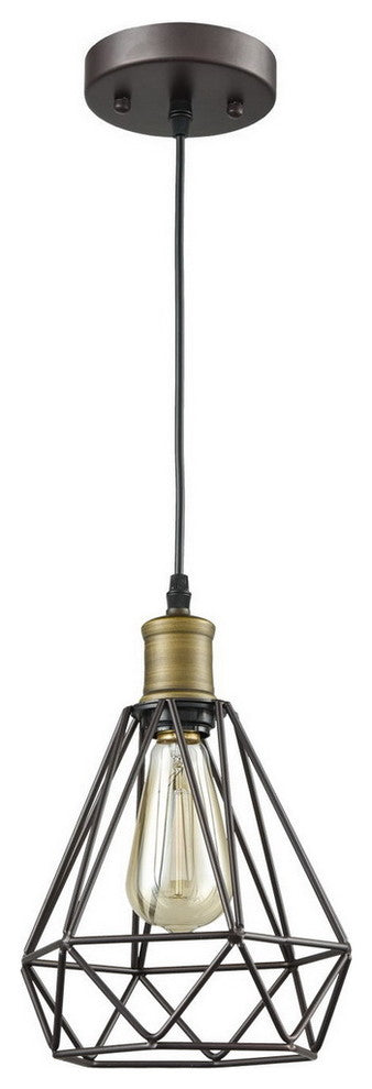 Vintage Polygon Wire Pendant Lighting, Oil Rubbed Bronze