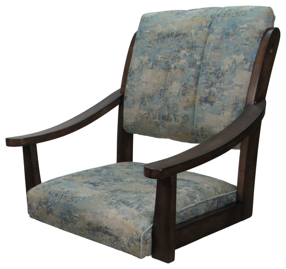 Swivel Counter Wood Bar Stool Casa on S-Base, Poet Sky on Brown, 34"