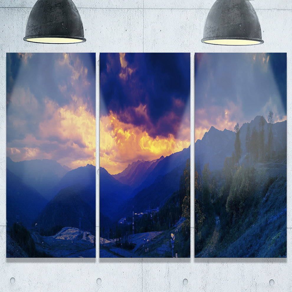 "Mountains Peaks of Caucasus Hills" Metal Wall Art, 3 Panels, 36"x28"